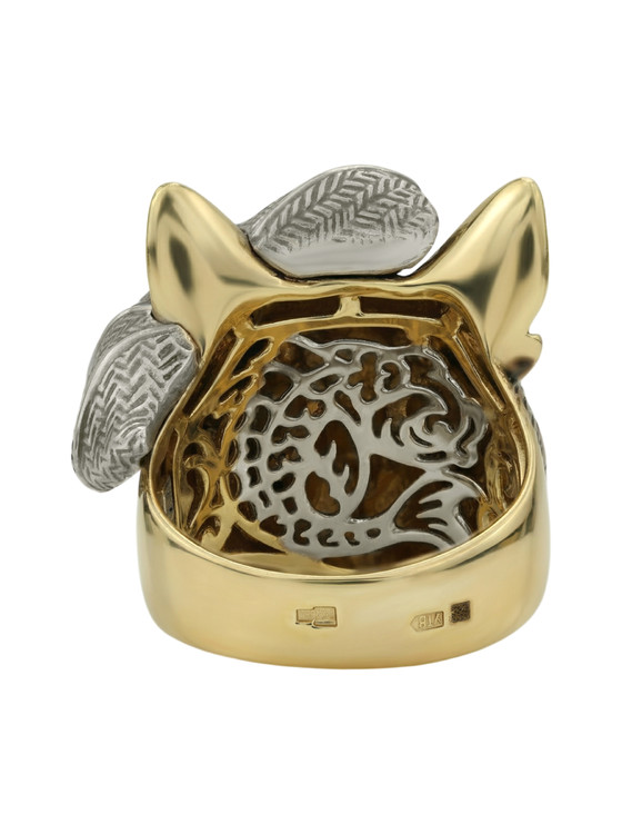 Кольцо из лимонного золота c эмаль