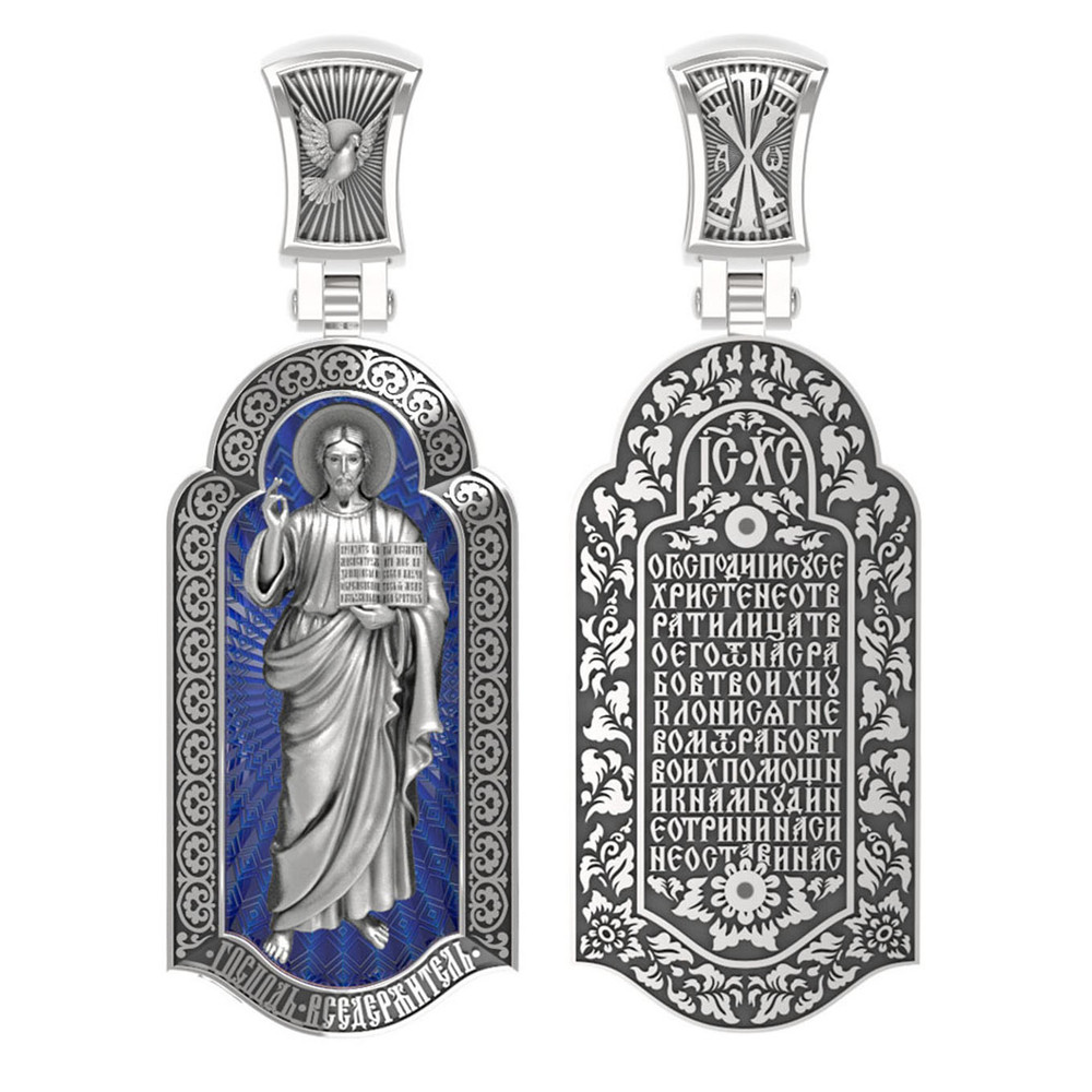 Образок из белого золота c эмалью