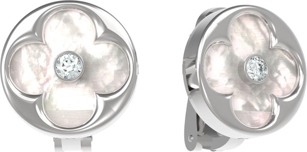 Серьги из белого золота c бриллиантами и перламутром