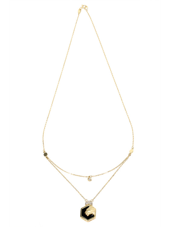 Колье из лимонного золота c бриллиантами и ониксом
