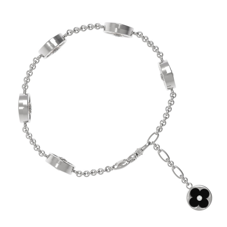 Браслет из белого золота c бриллиантами, ониксом и перламутром