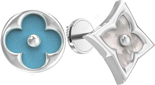 Серьги из белого золота c бирюзой и перламутром