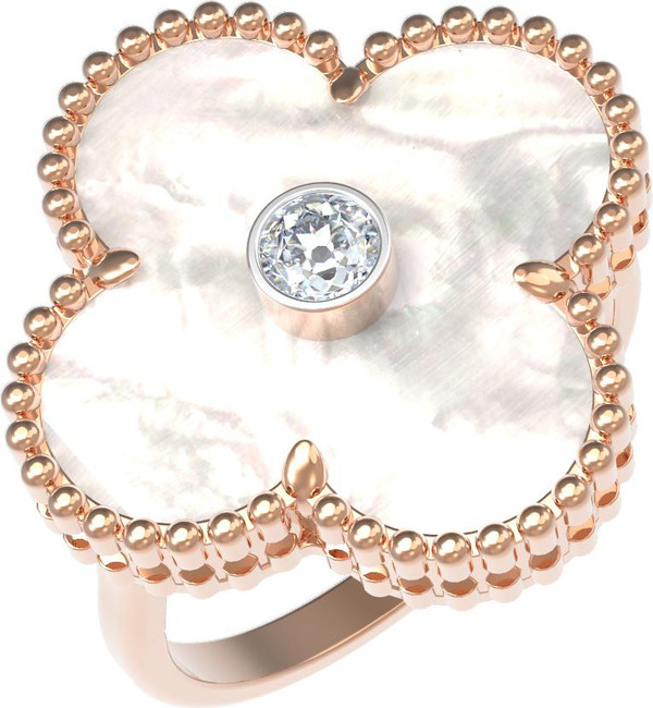 Кольцо из золота c бриллиантами и перламутром