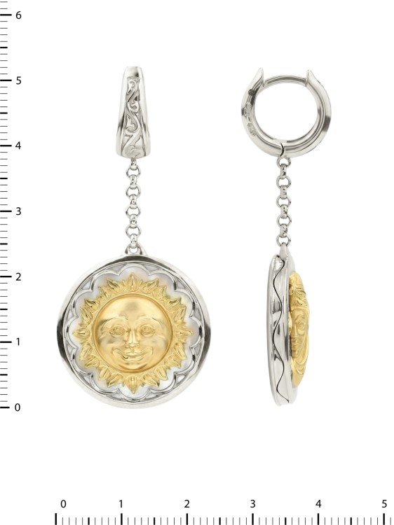 Серьги из белого золота c ониксом и перламутром