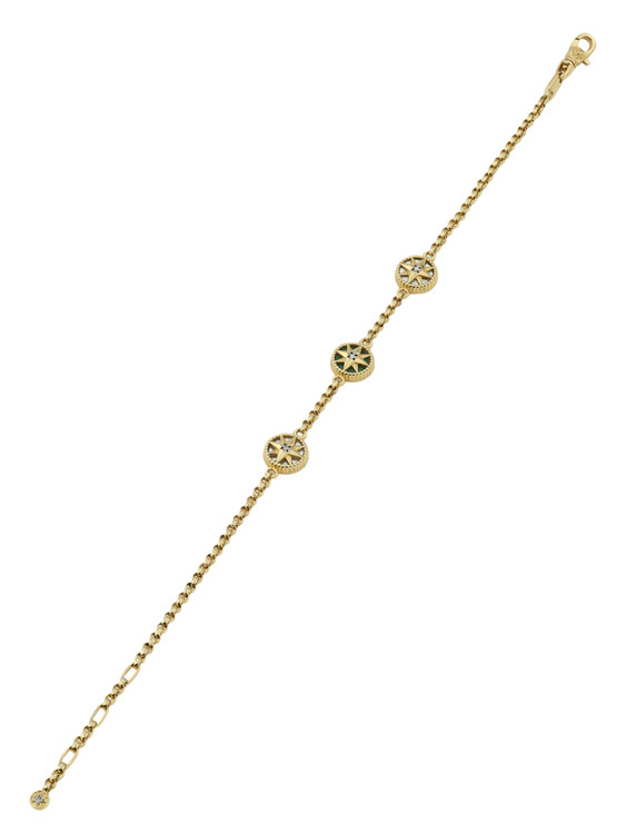 Браслет из лимонного золота c бриллиантами, малахитом и перламутром