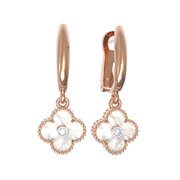 Серьги из золота c бриллиантами и перламутром