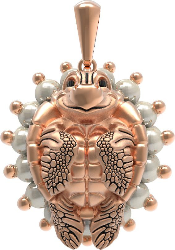 Подвеска из золота c эмаль и жемчугом