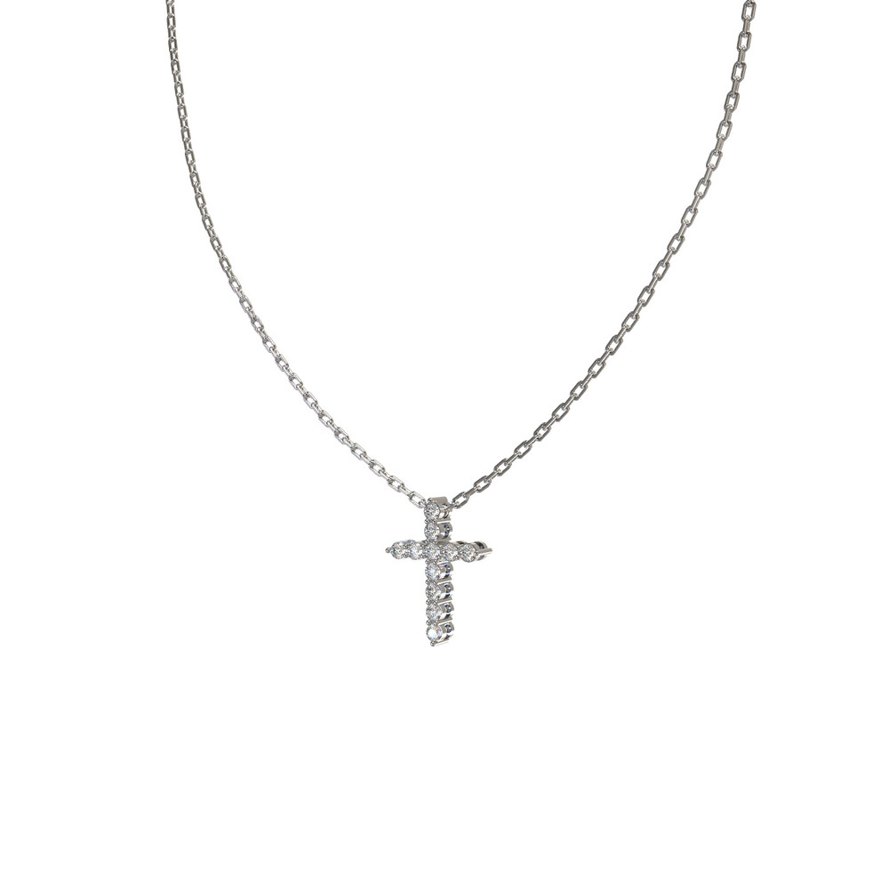 Крест из белого золота c бриллиантами