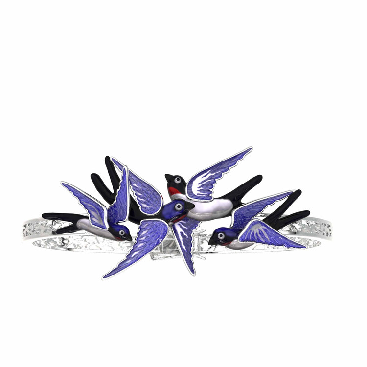 Браслет из белого золота c эмаль