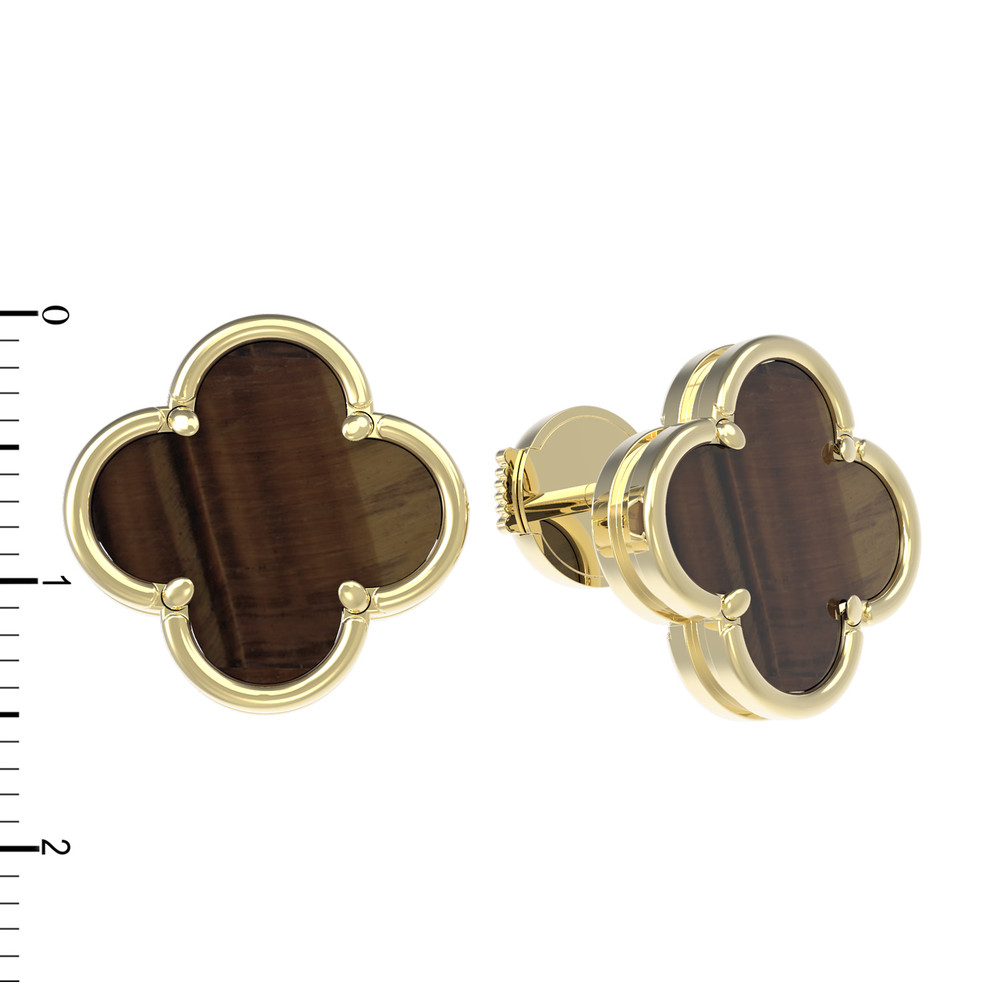 Серьги из лимонного золота c тигровым глазом