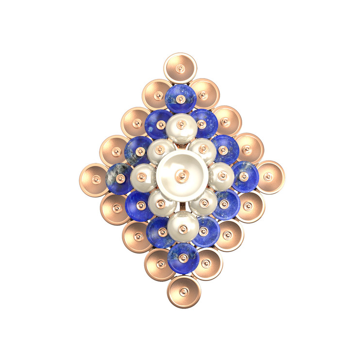 Кольцо из золота c лазуритом и перламутром