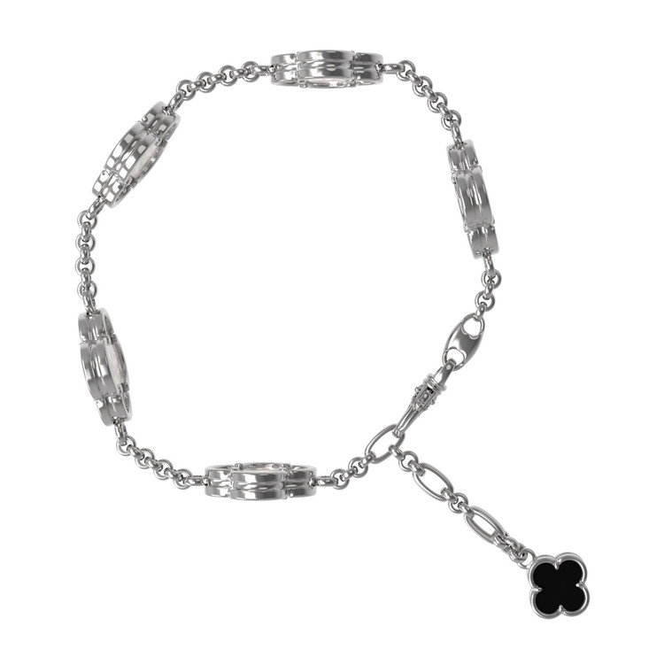 Браслет из белого золота c ониксом и перламутром