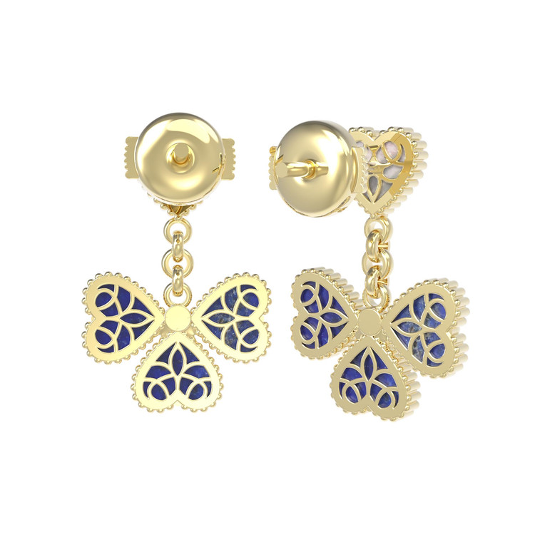 Серьги из лимонного золота c лазуритом и перламутром