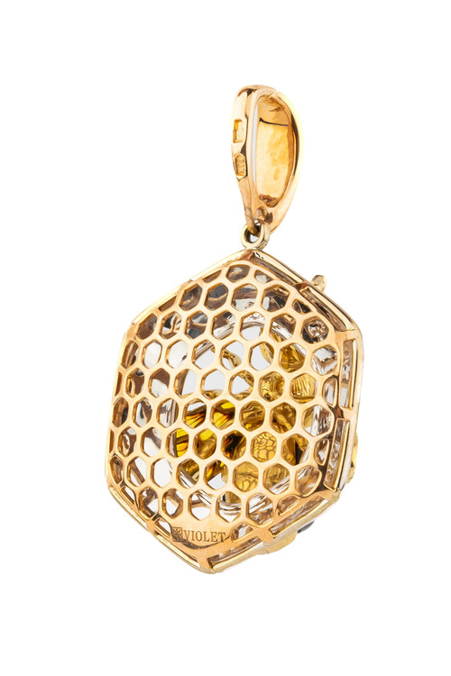 Подвеска из золота c эмаль , ониксом и эмалью