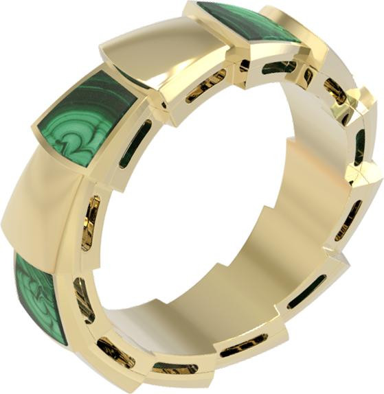 Кольцо из лимонного золота c малахитом