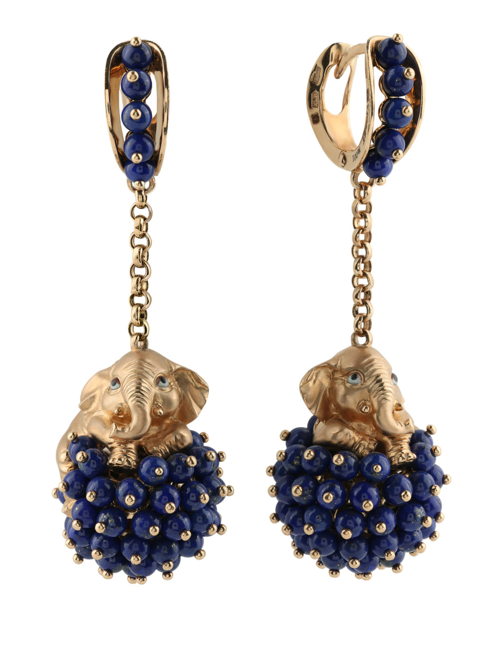 Серьги из золота c эмаль и лазуритом