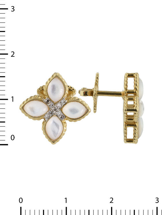 Серьги из лимонного золота c бриллиантами и перламутром