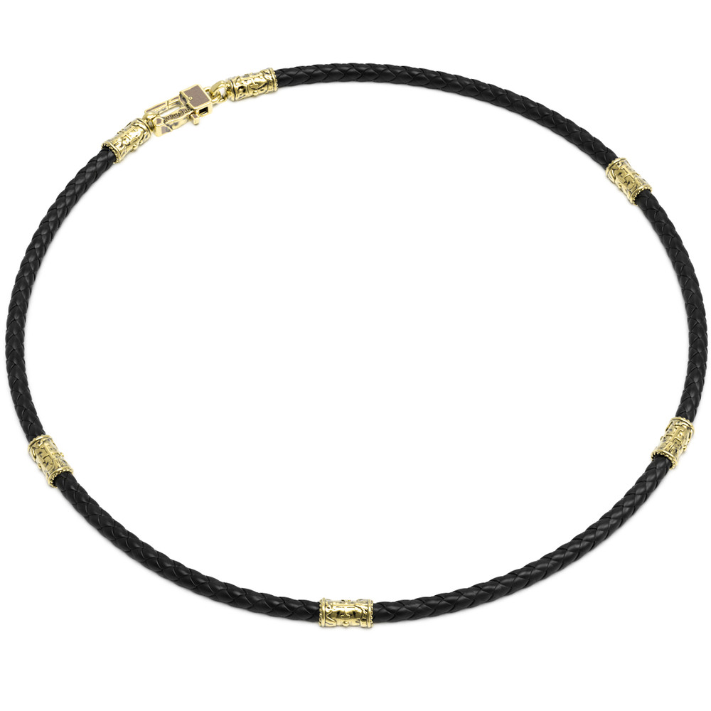 Шнурок кожаный из лимонного золота c кожаным шнурком