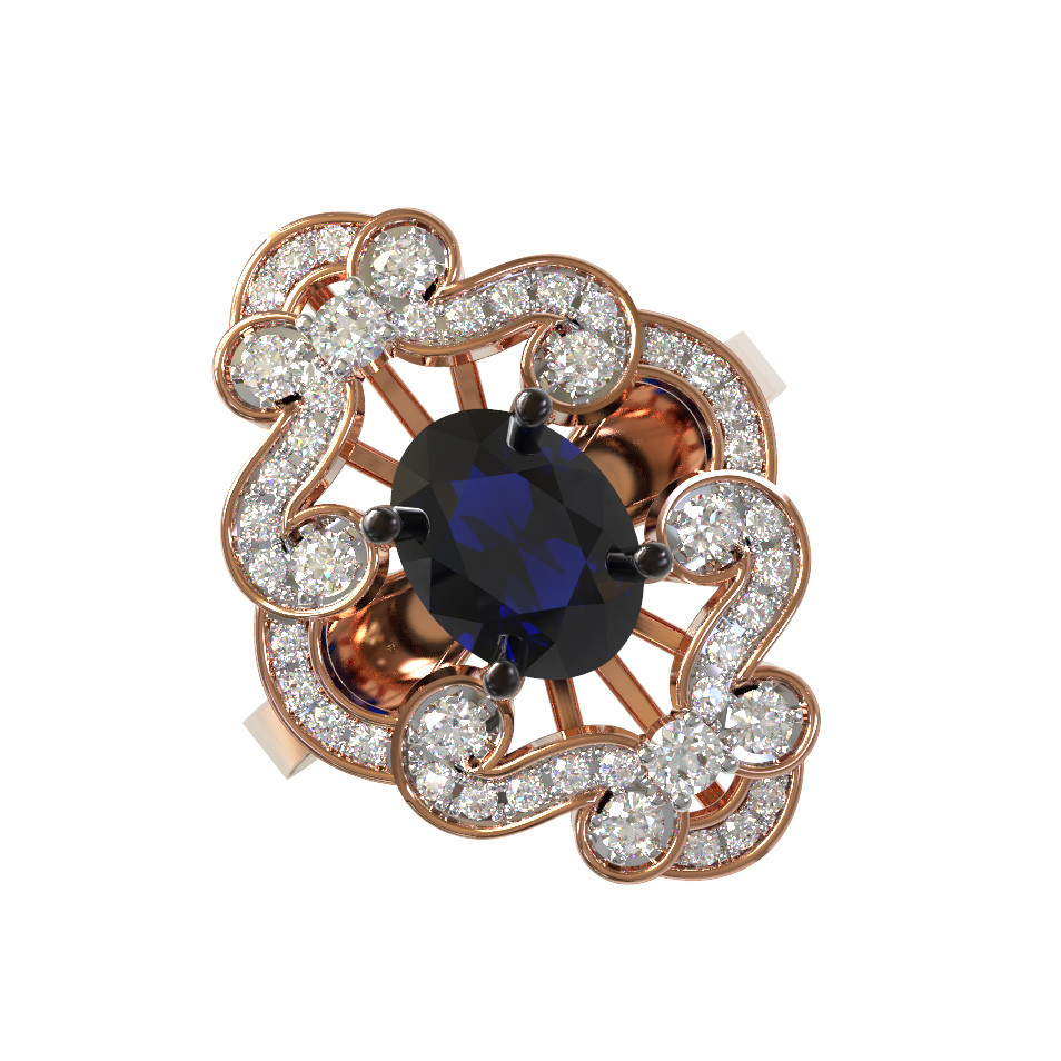 Кольцо из золота c бриллиантами и сапфиром