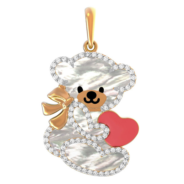 Подвеска из золота c эмаль , фианитом и перламутром