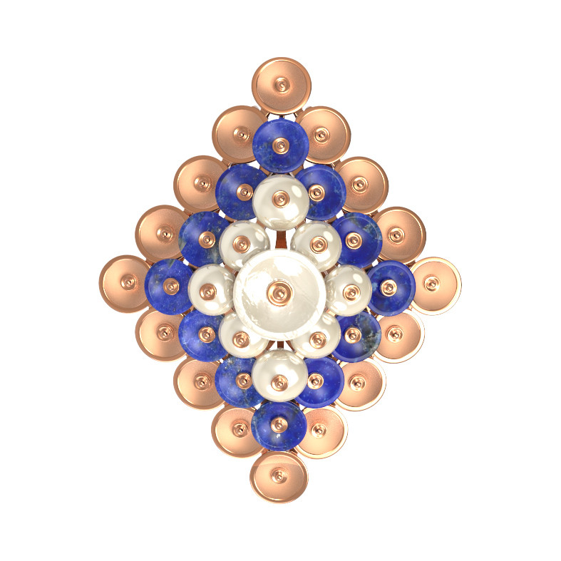 Подвеска из золота c лазуритом и перламутром