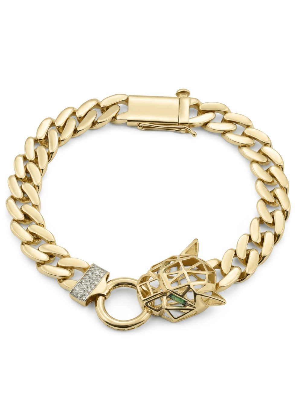 Браслет из лимонного золота c бриллиантами и изумрудом