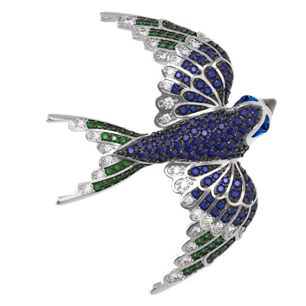 Подвеска из белого золота c эмаль и фианитом