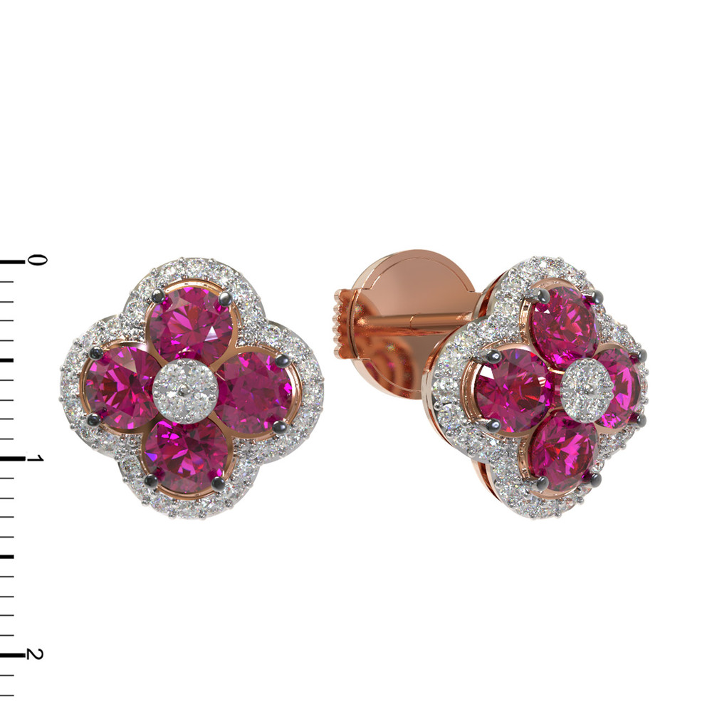 Серьги из золота c бриллиантами и рубином