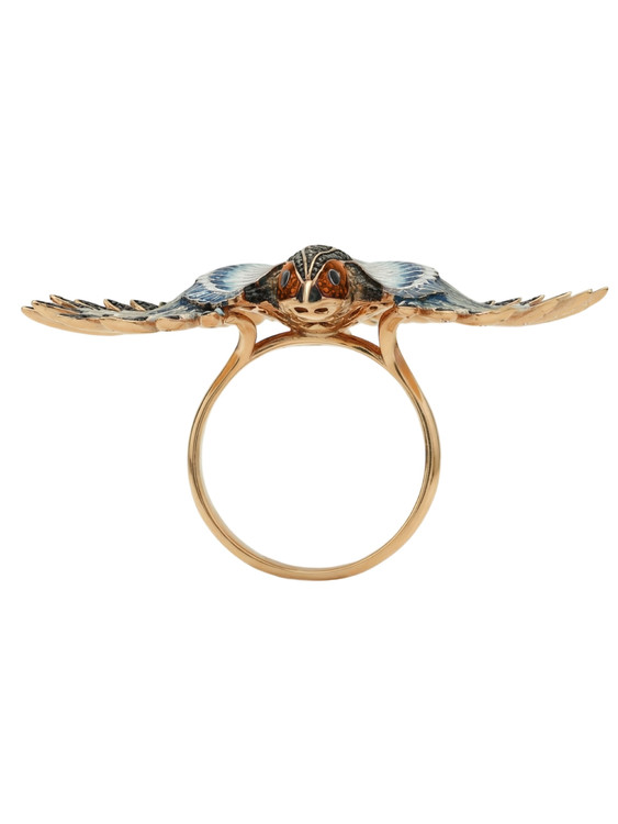 Кольцо из золота c эмаль и фианитом