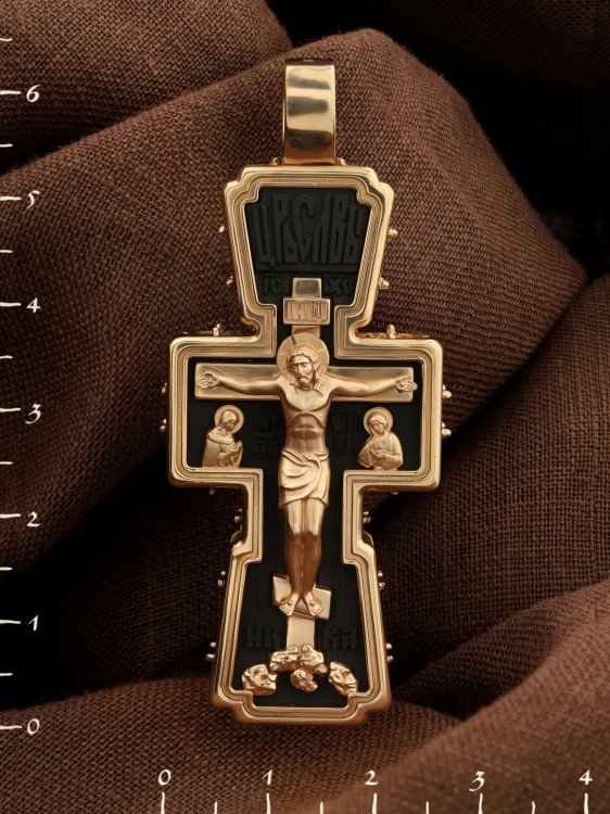 Крест из золота c эбеновым деревом