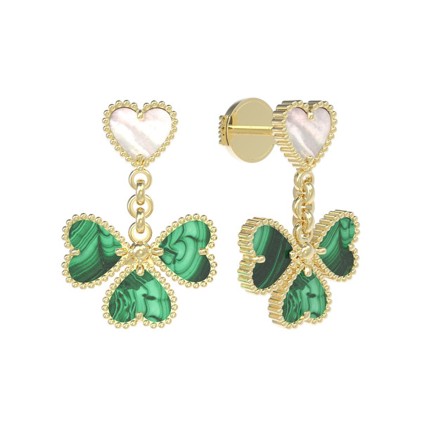 Серьги из лимонного золота c малахитом и перламутром