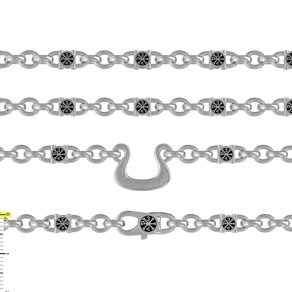 Цепь из белого золота c эмаль