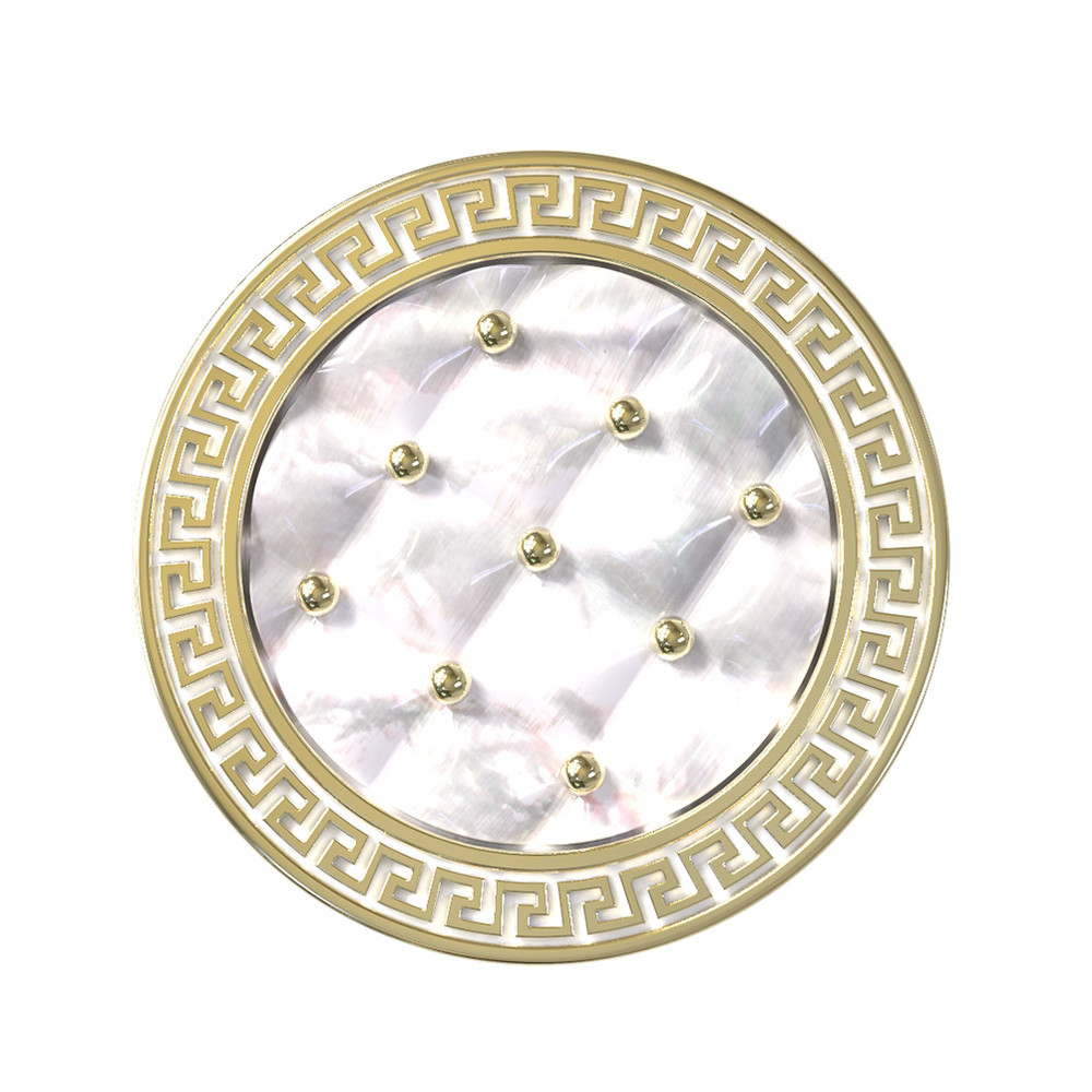 Кольцо из лимонного золота c эмаль и перламутром