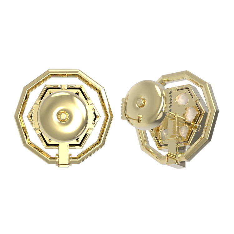 Серьги из лимонного золота c ониксом и перламутром