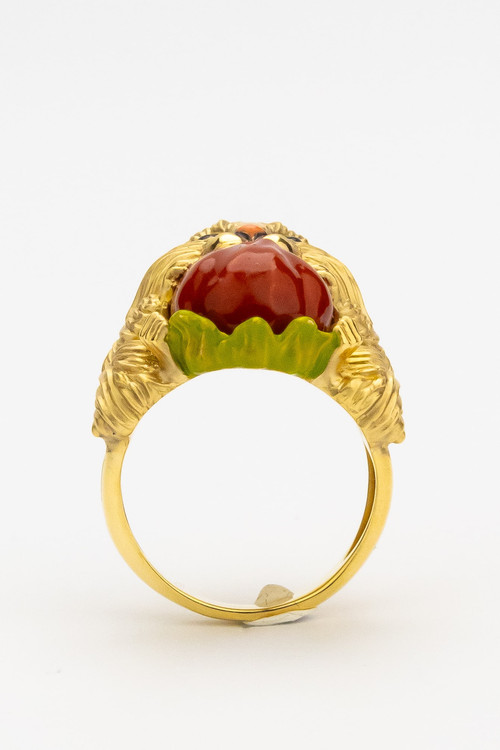 Кольцо из лимонного золота c эмаль