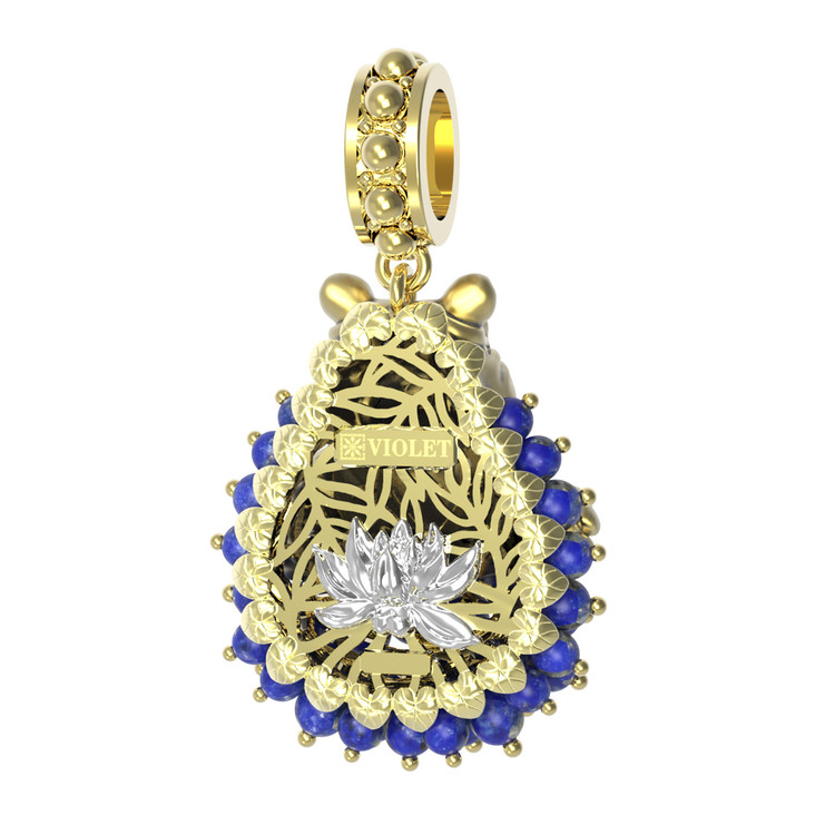 Подвеска из лимонного золота c эмалью и лазуритом