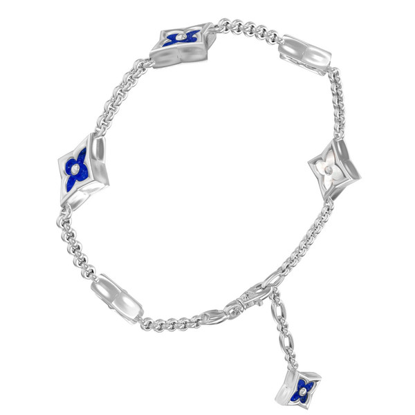 Браслет из белого золота c лазуритом и перламутром