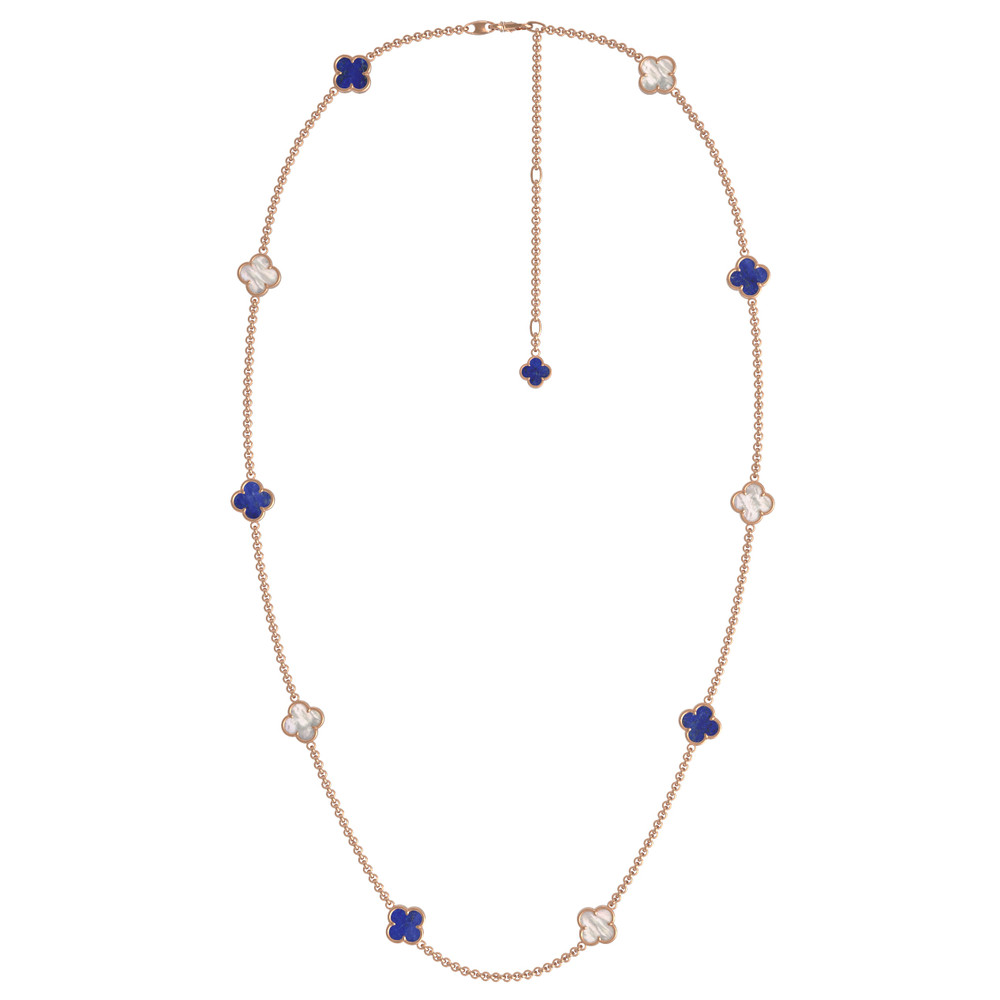 Колье из золота c лазуритом и перламутром