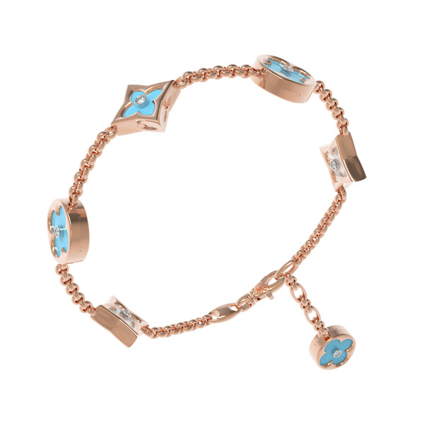 Браслет из золота c бриллиантами, бирюзой и перламутром