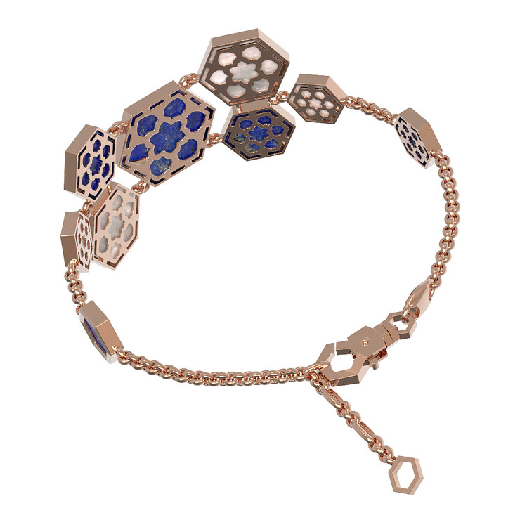 Браслет из золота c лазуритом и перламутром