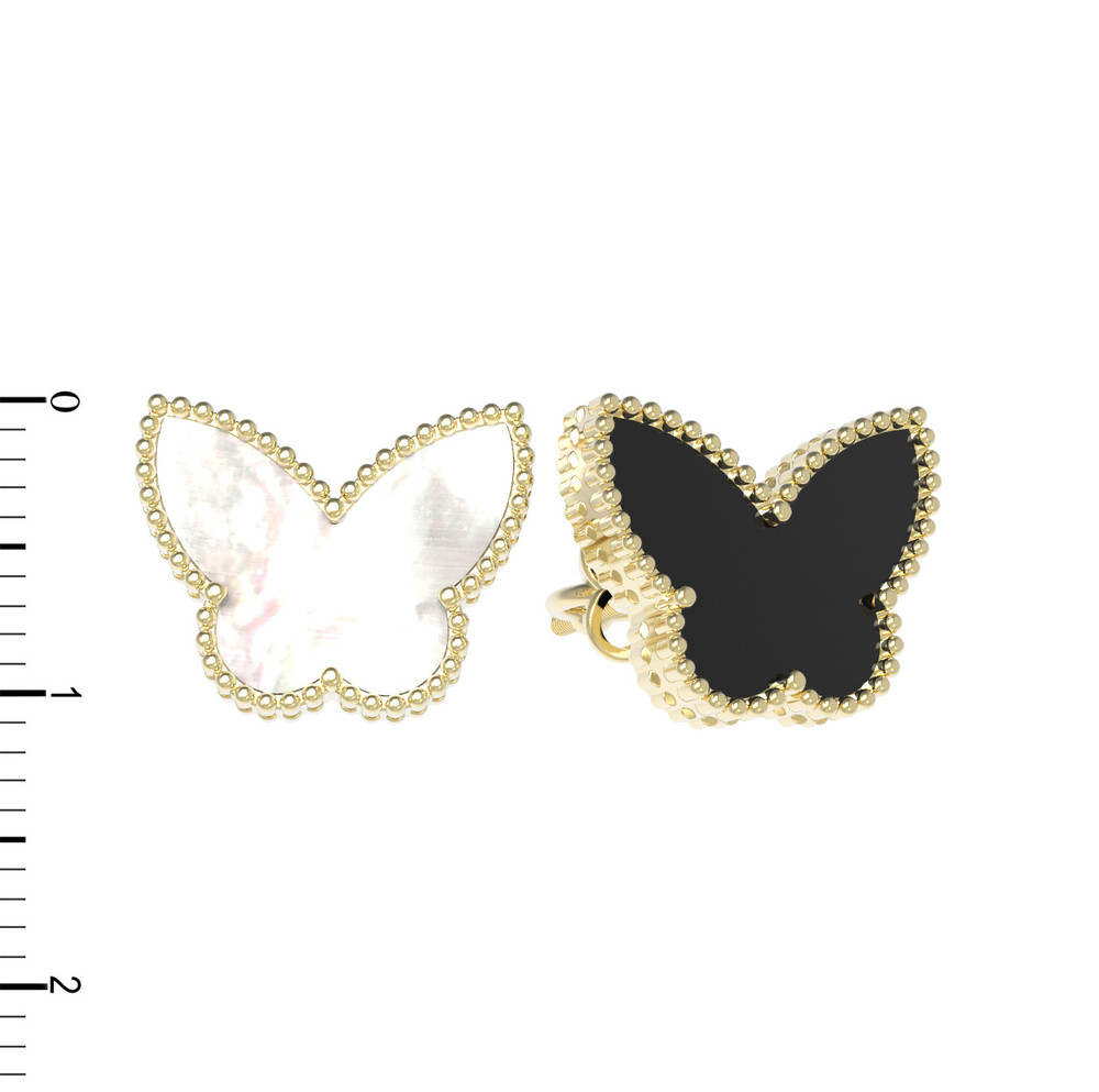 Серьги из лимонного золота c ониксом и перламутром