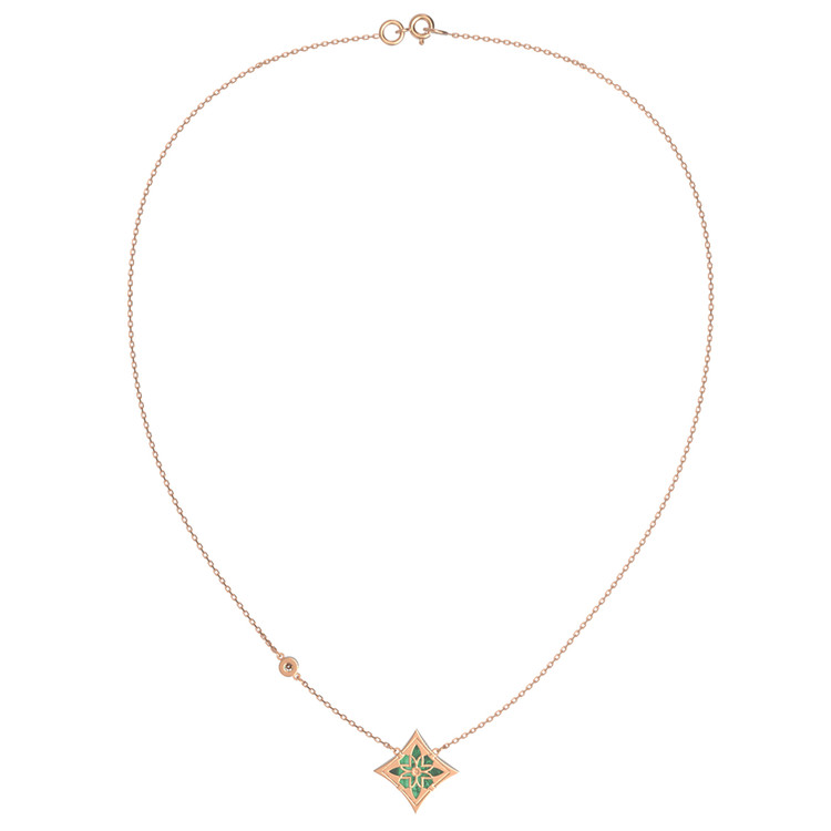 Колье из золота c бриллиантами и малахитом