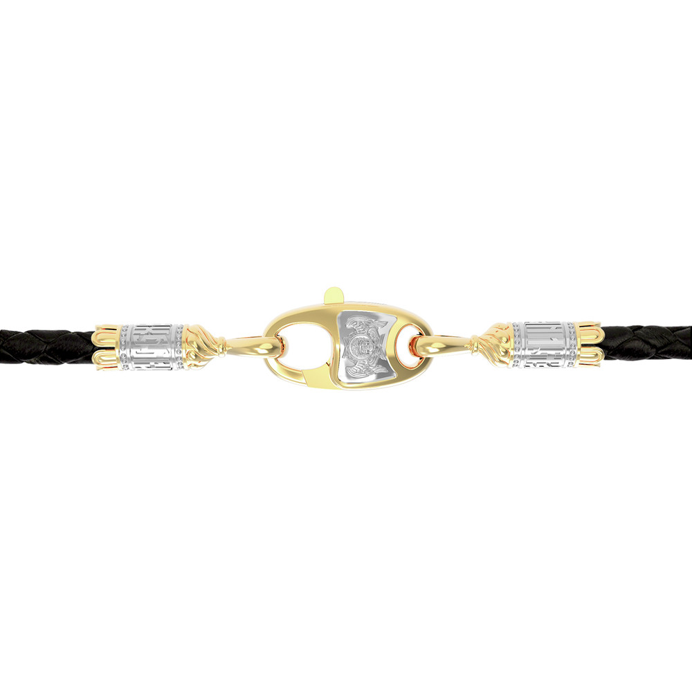 Шнурок кожаный из лимонного золота c кожаным шнурком