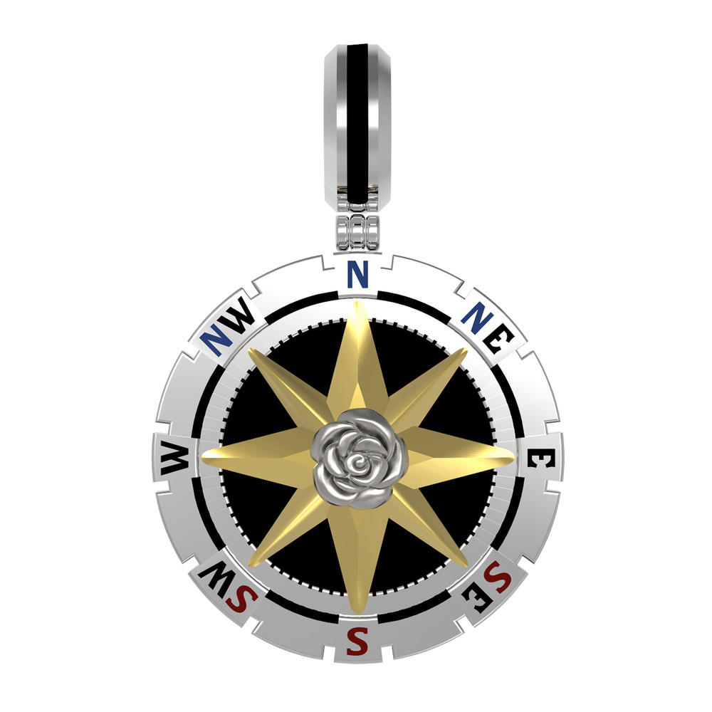 Подвеска из белого золота c эмаль и ониксом