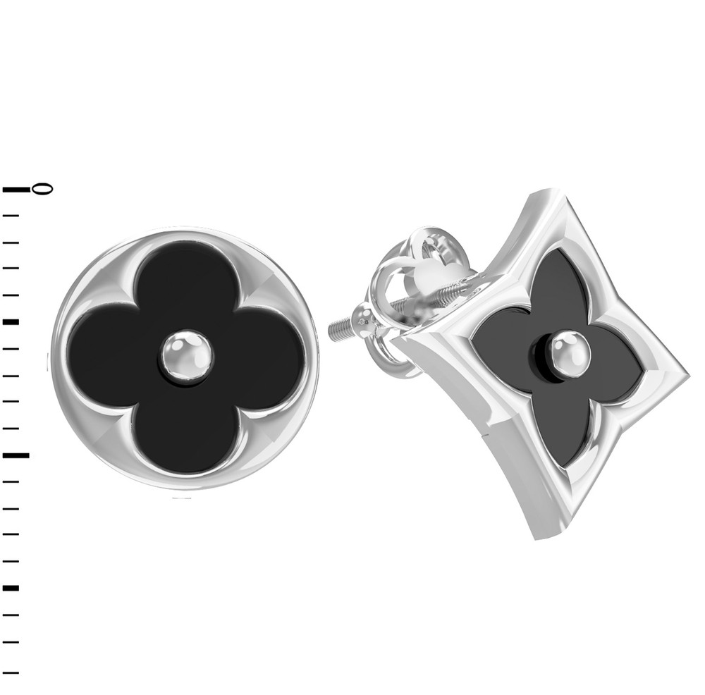 Серьги из белого золота c ониксом