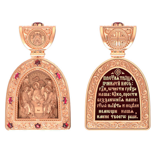 Образок из золота c эмаль и рубином