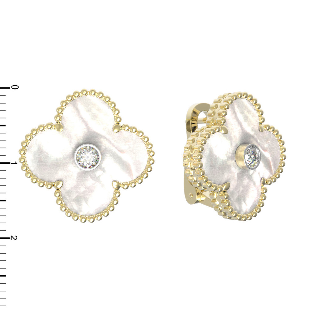 Серьги из лимонного золота c бриллиантами и перламутром