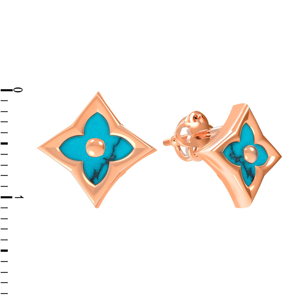 Серьги из золота c бирюзой