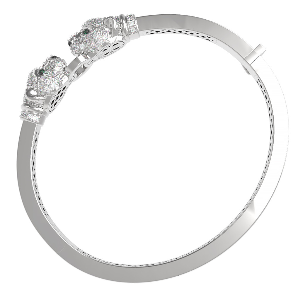 Браслет из белого золота c бриллиантами и изумрудом