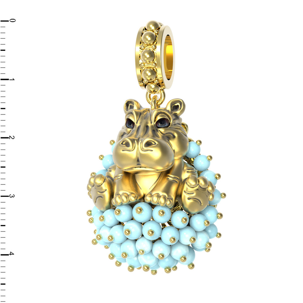 Подвеска из лимонного золота c эмалью и бирюзой